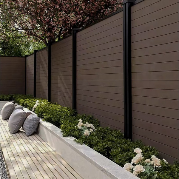 Deck WPC Περίφραξη σκούρο καφέ - Λεία πλάγια