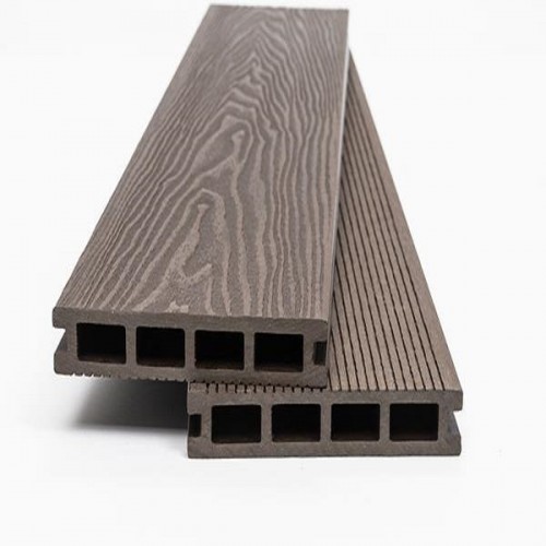 WPC Deck δαπέδου νέας γενιάς με 3d ανάγλυφα νερά ξύλου - σκούρο καφέ